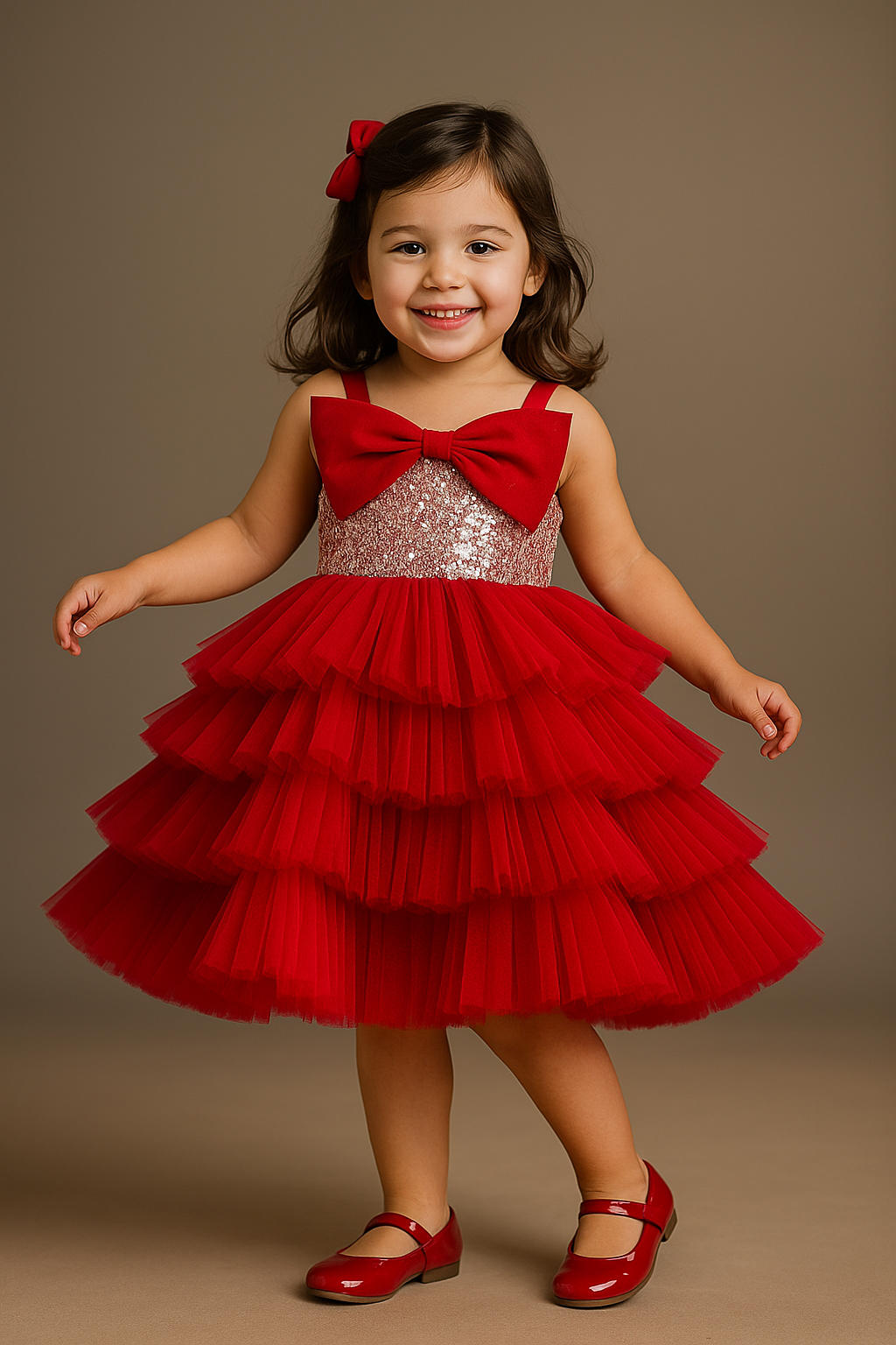 Red Bow Layered Frock