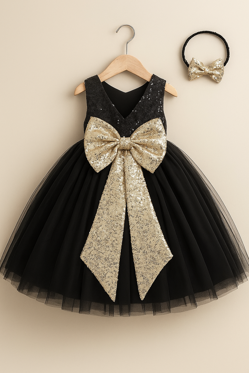 Black and Golden Bow Frock