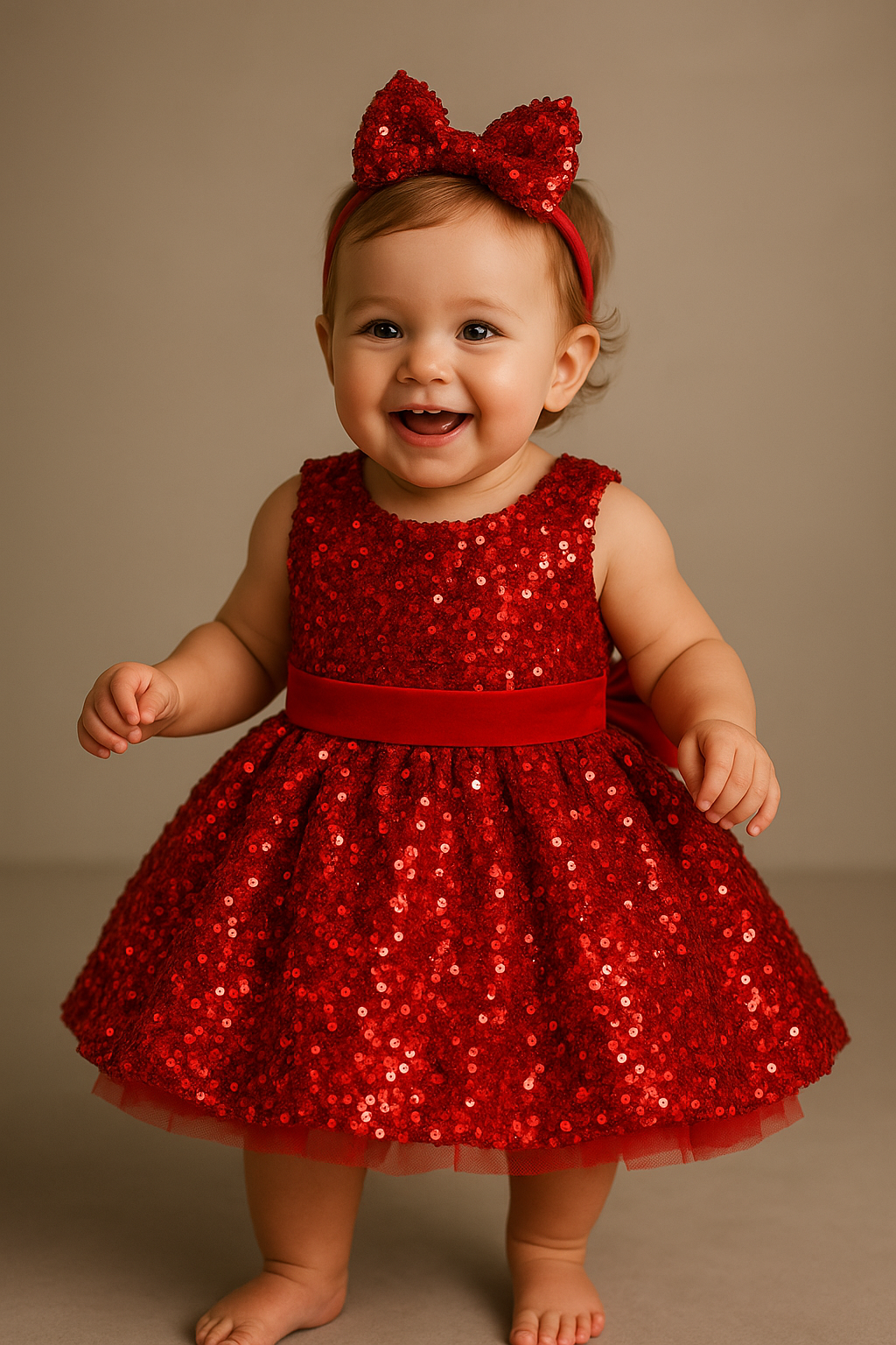 Red Moonlight Sequin Bow Frock