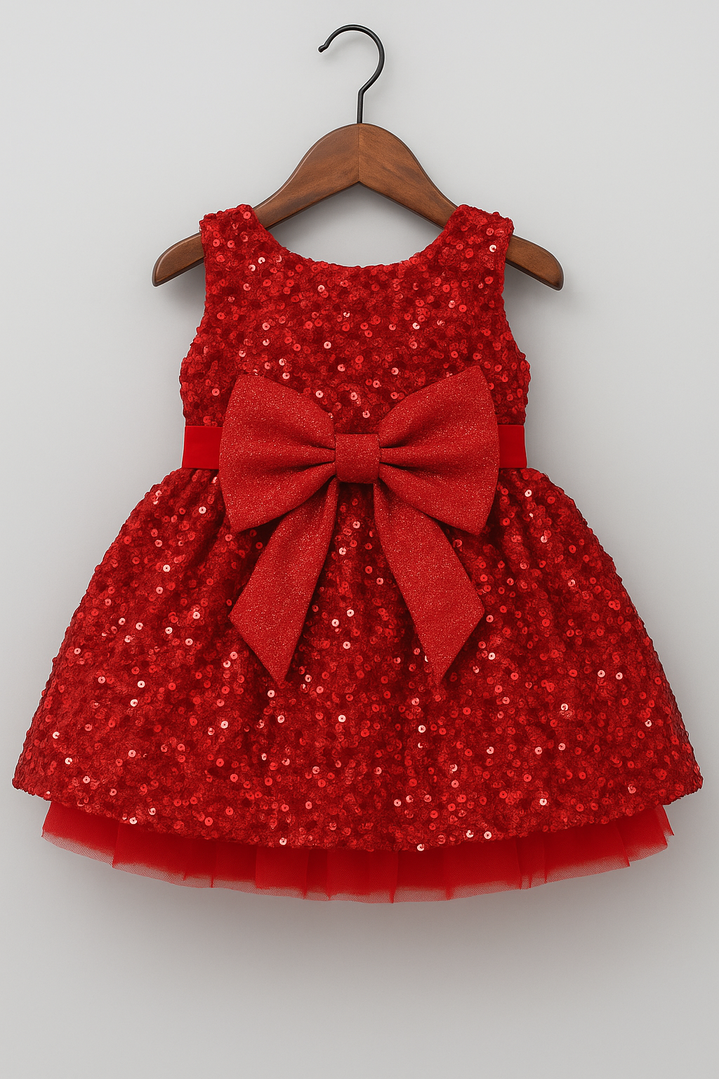 Red Moonlight Sequin Bow Frock