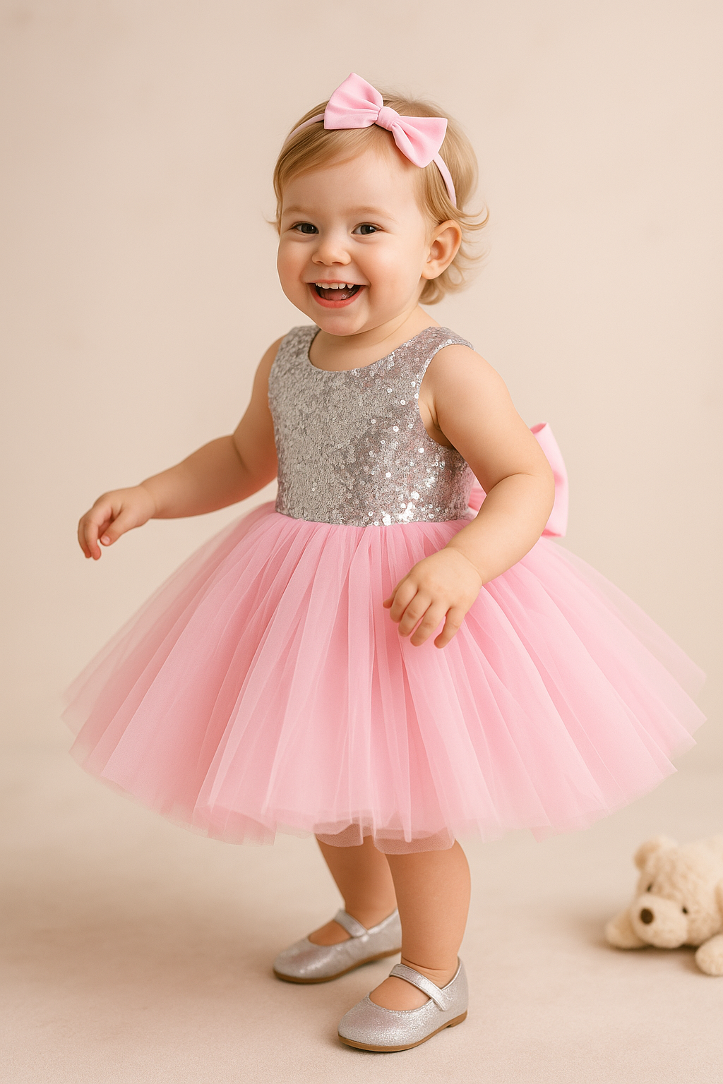 Pink Sequin Bodice Frock