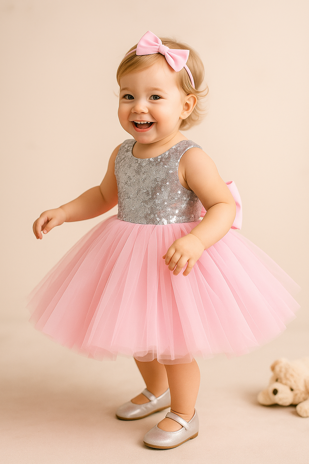 Pink Sequin Bodice Frock