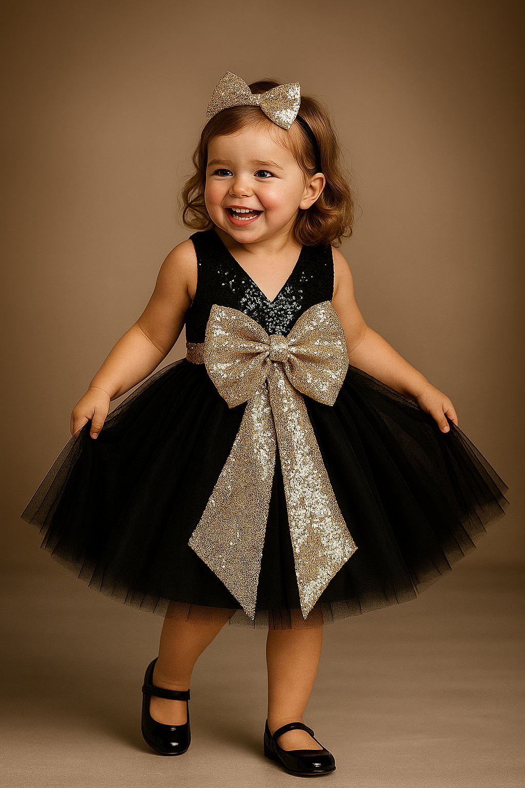 Black and Golden Bow Frock
