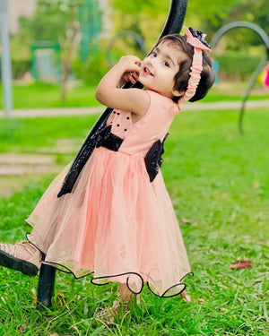 pretty bow dress for baby girls from 1-10 years