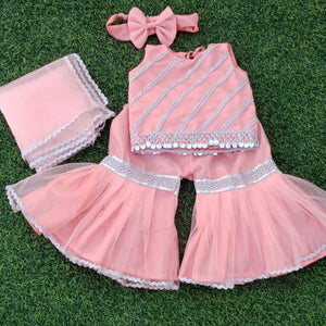 Stylish Baby Girls Gharara Set with Dupatta | fancy party wear by zeeniastic